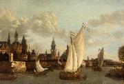 Jacobus Vrel Capriccio View of Haarlem oil on canvas